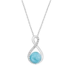 Larimar Infinity Pendant with White Topaz w/chain
